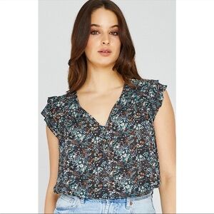 Gentle Fawn Floral Flutter Sleeve Giselle Top NWT